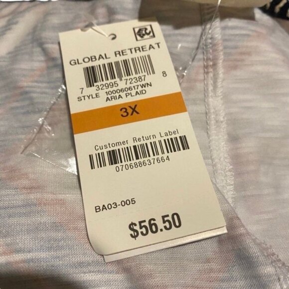 Style & Co Women's Size 3X Boho Plaid Knot Front Top New - Picture 9 of 9